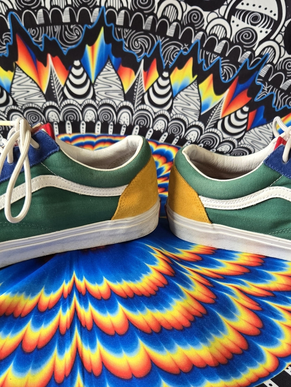 Vans Men's Blue & Green Suede Old Skool Sneakers - Picture 3 of 6